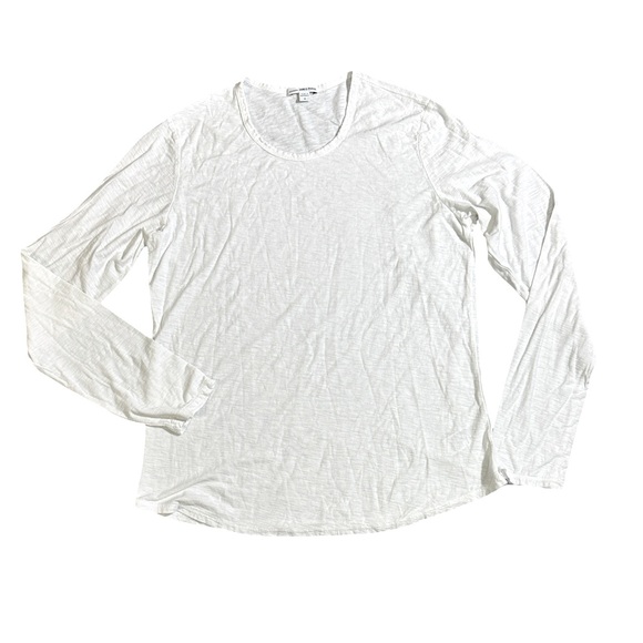 James Perse womens 4 (10) solid white crewneck cotton long sleeve T-shirt EUC - Picture 1 of 4